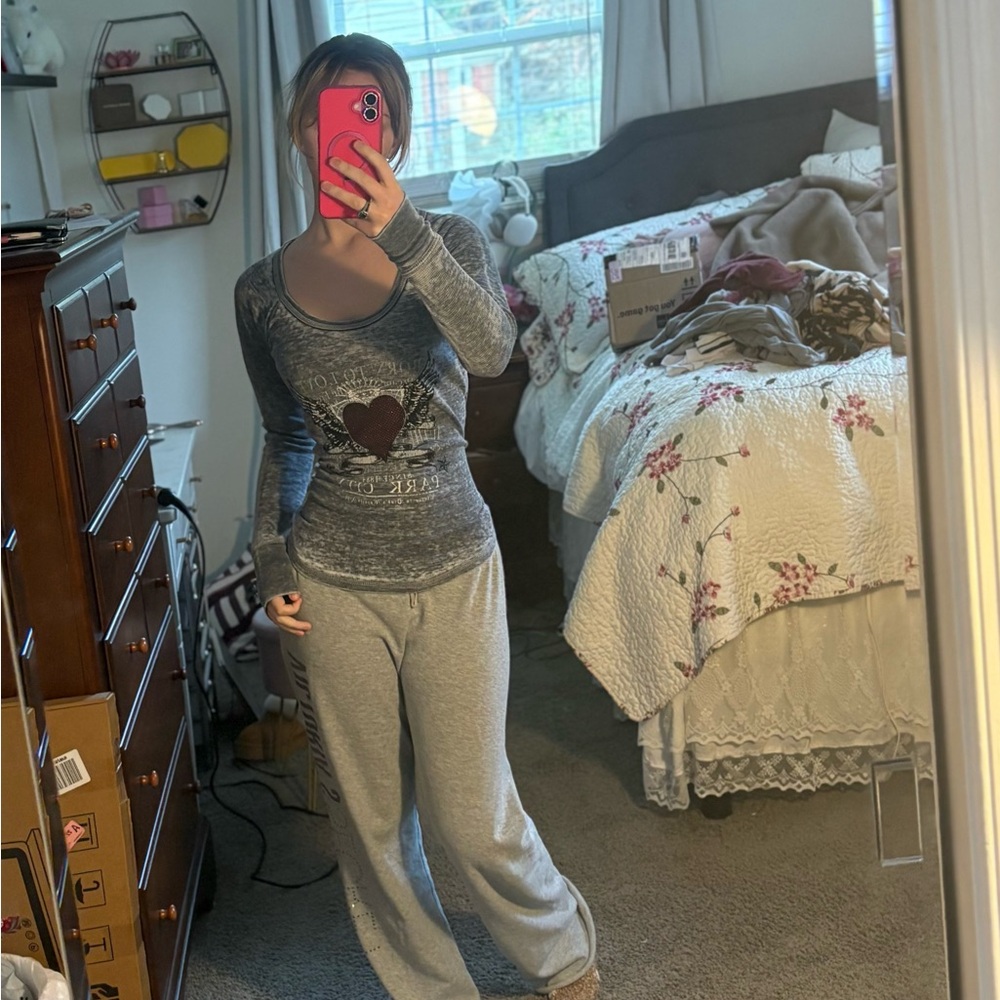 Gray Long Sleeve Pajama Set